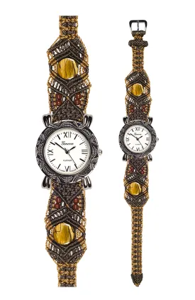 101C - Wide with Bali Style Round Etched Silver Watch