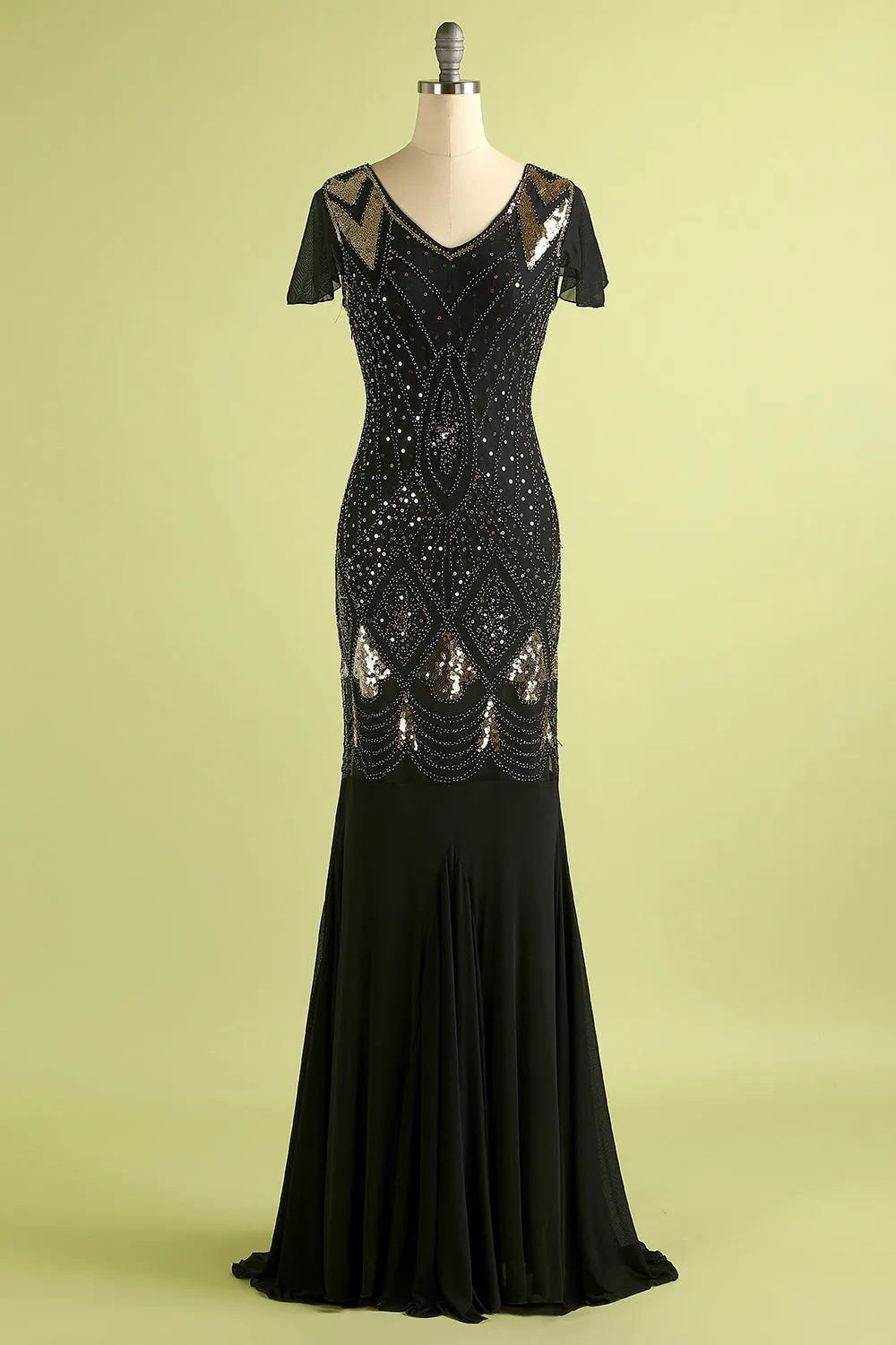 1920s Sequin Flapper Long Dress