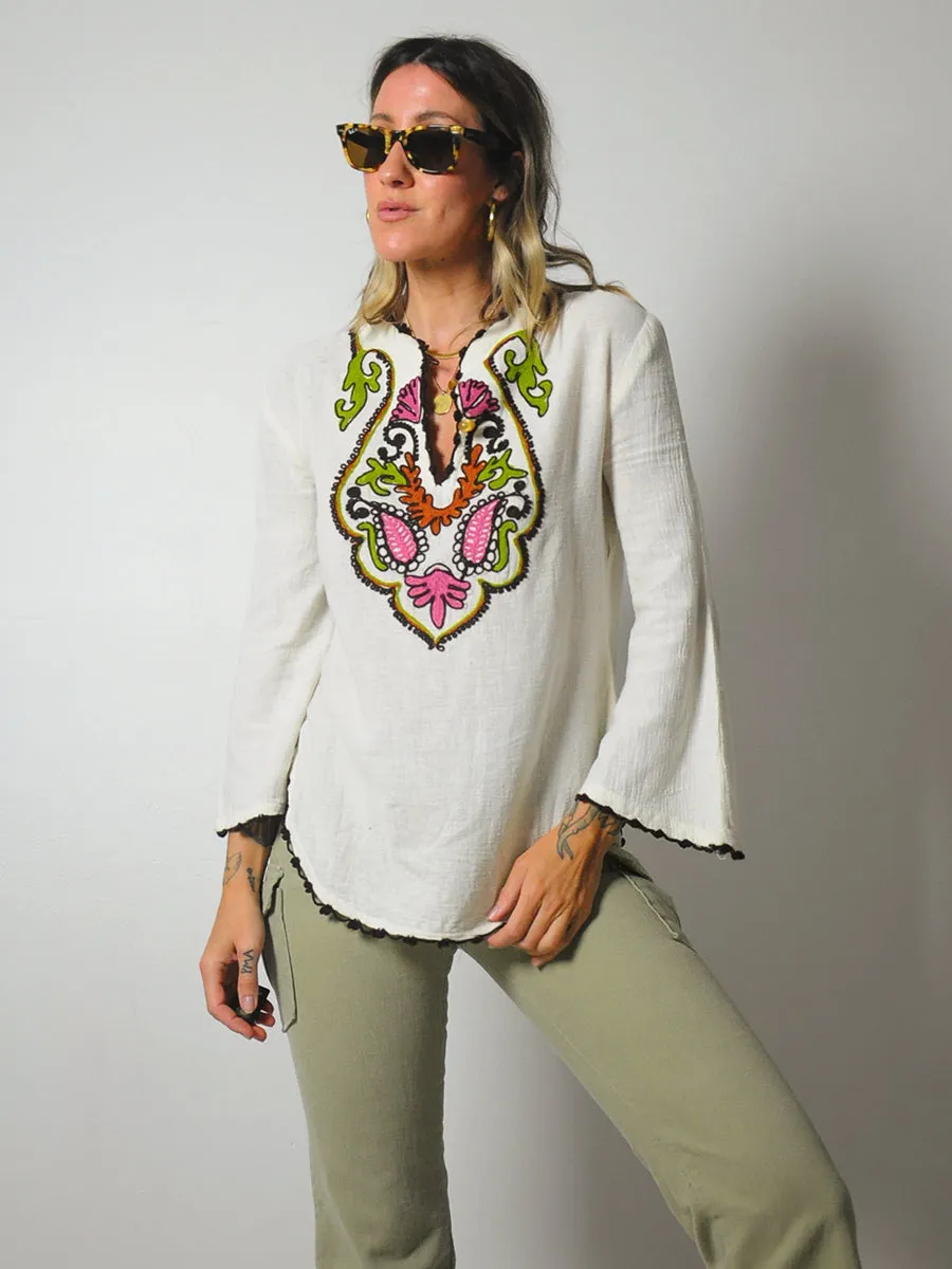 1970's Botanical Embroidered Tunic