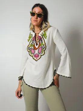 1970's Botanical Embroidered Tunic