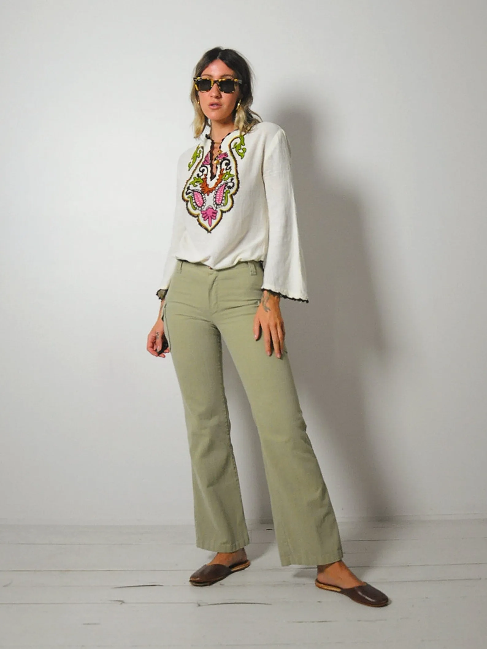 1970's Botanical Embroidered Tunic
