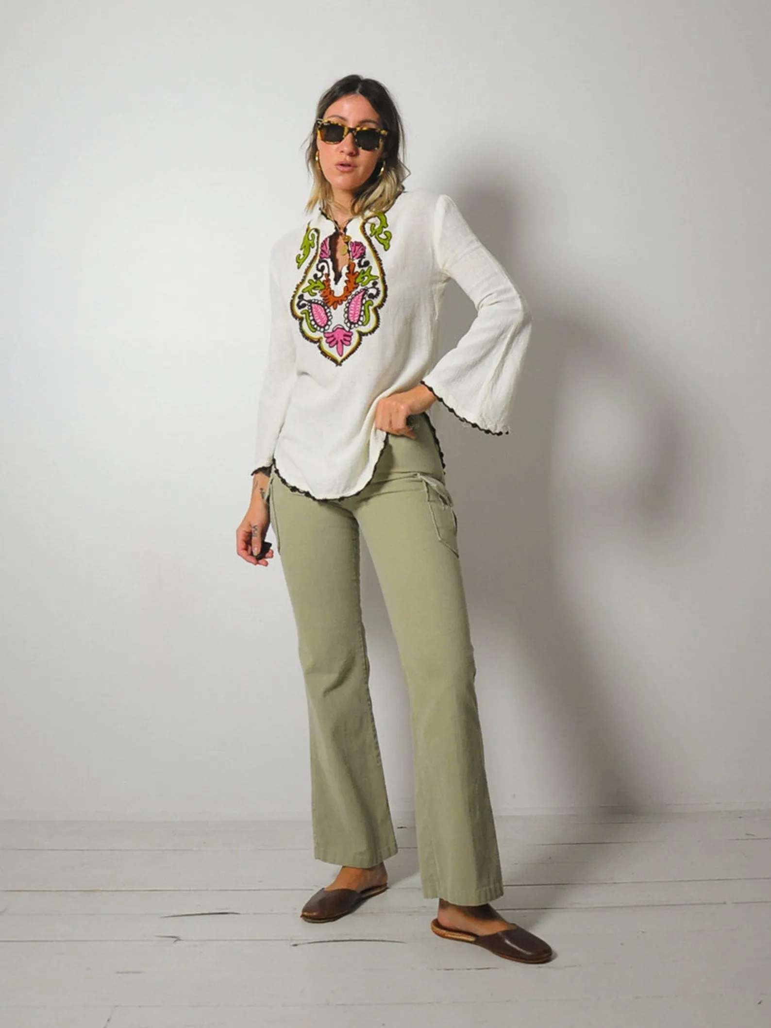 1970's Botanical Embroidered Tunic