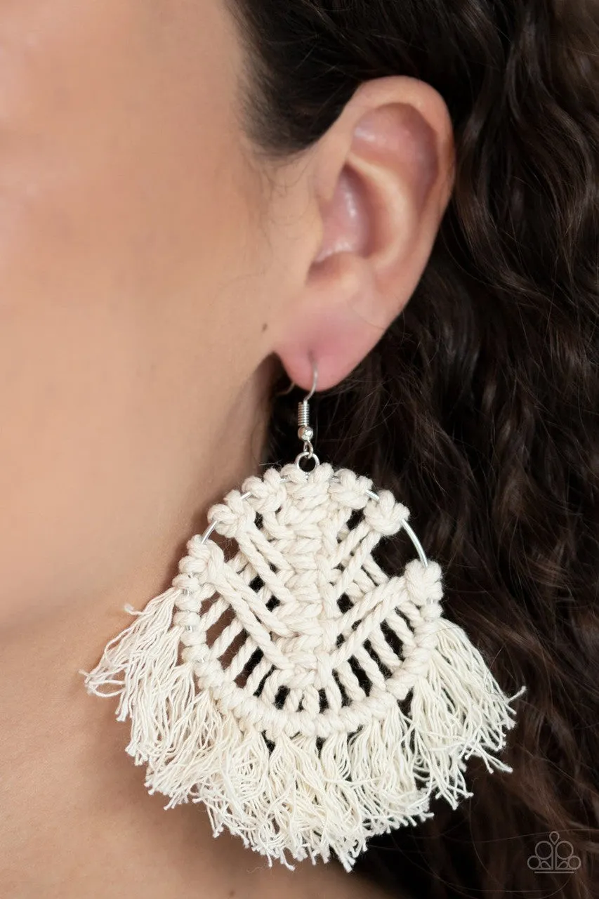 All About MACRAME White Paparazzi Earrings