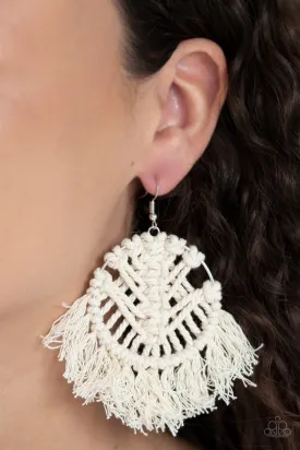 All About MACRAME White Paparazzi Earrings