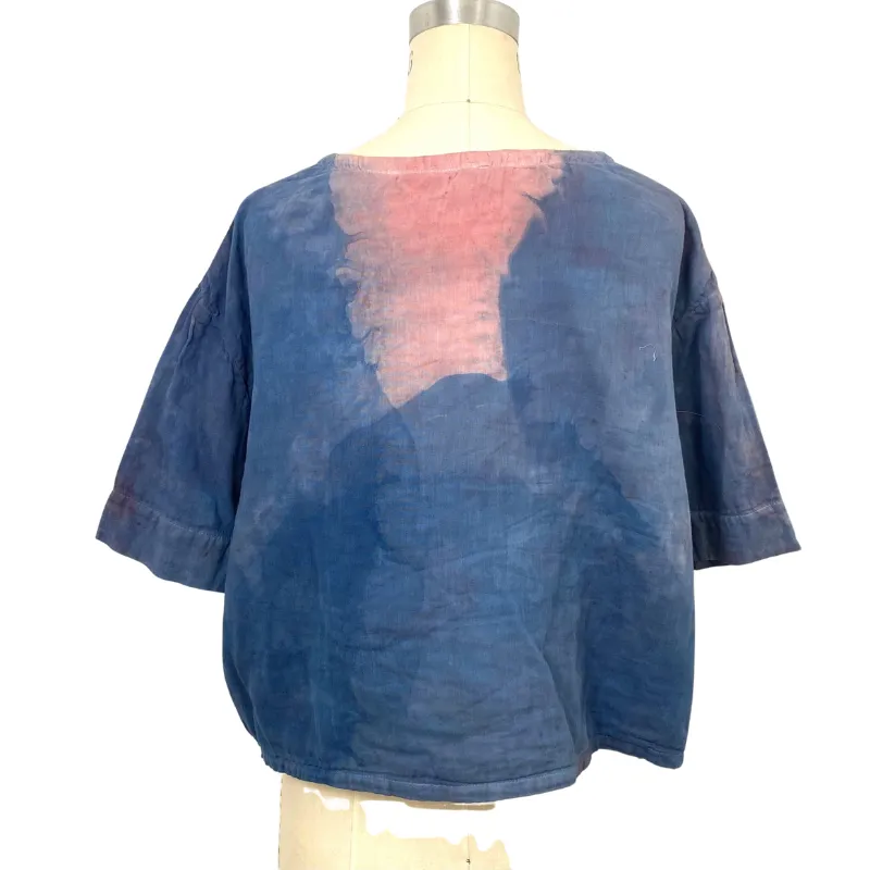 Allyn Boxy Tee in Blue Pink Cotton Double Gauze | Pattern B