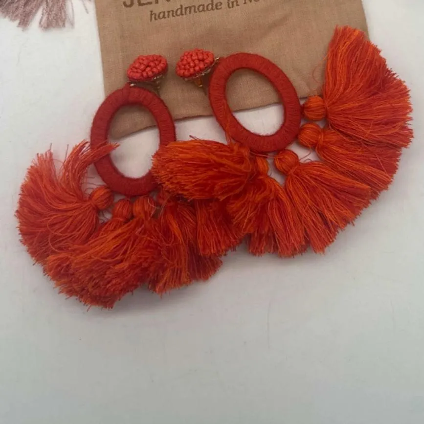 Anthropologie Hula Skirt Tasseled Drop Earrings