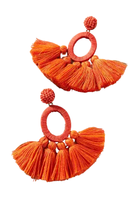 Anthropologie Hula Skirt Tasseled Drop Earrings