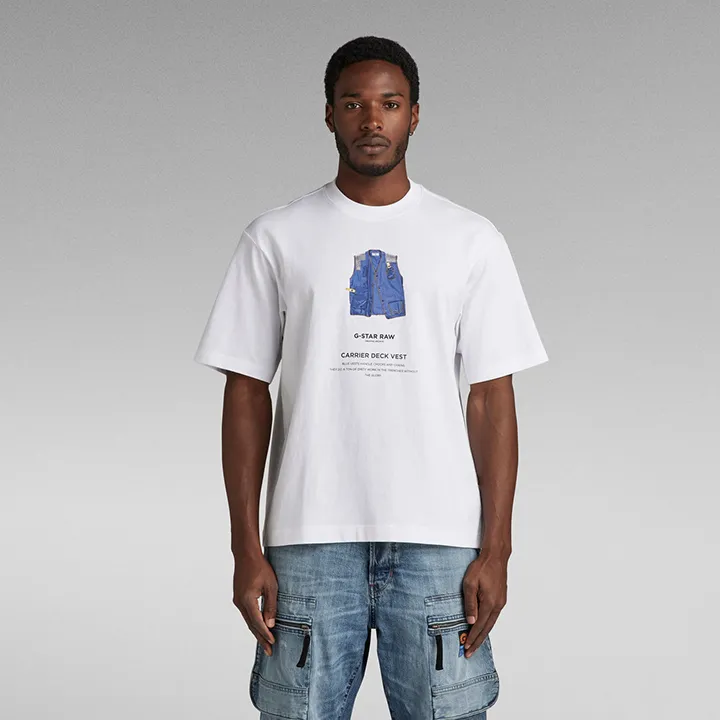 Archive Print Boxy T-Shirt (White) - GD24429C336G461