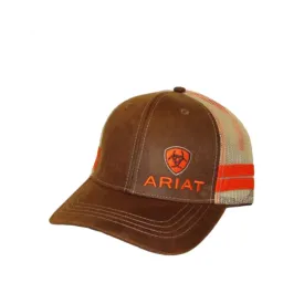 Ariat M&F Brown Trucker Mesh Orange Stripe Cap