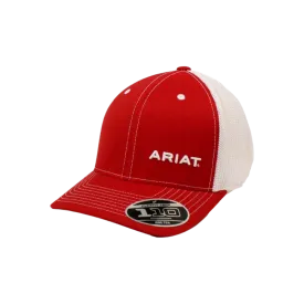 Ariat M&F Flex Fit Red and White Mesh Logo Cap