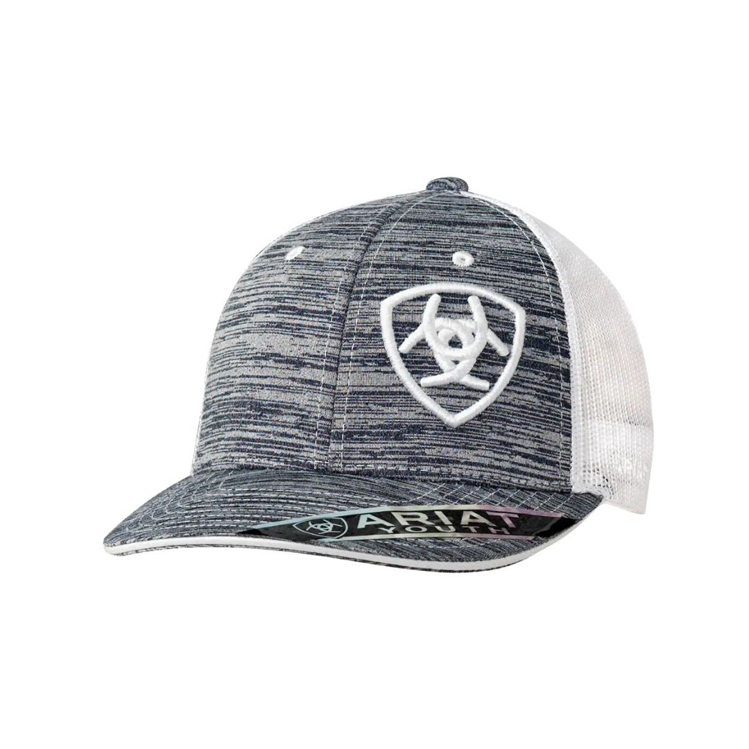 Ariat M&F Grey and White Mesh Embroidered Signature Logo Cap