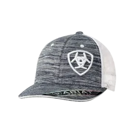 Ariat M&F Grey and White Mesh Embroidered Signature Logo Cap