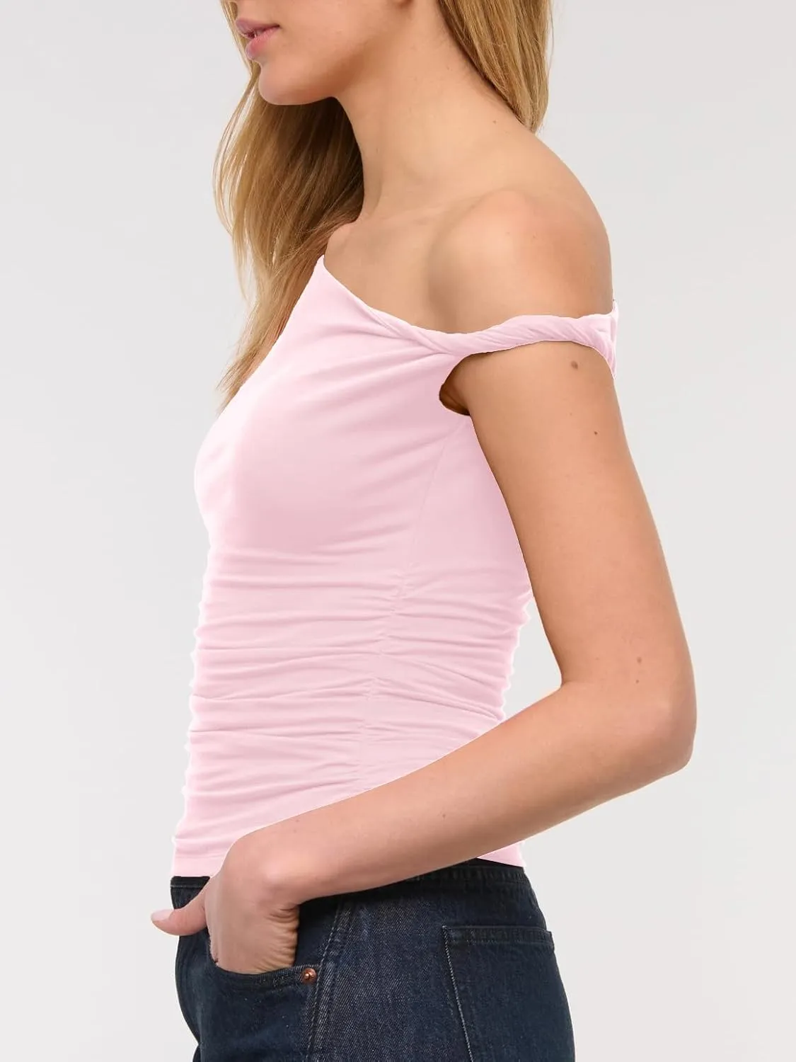 BAIGRAM Women Asymmetrical Twist Crop Tops Ruched One Shoulder Slim Fitted Going Out Trendy Cute Casual y2k Tank Top