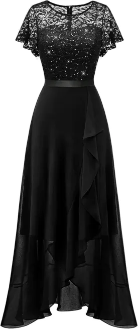 BeryLove Formal Dresses for Women 2025 Wedding Guest with Slit Cocktail Elegant Lace Long Prom Dress
