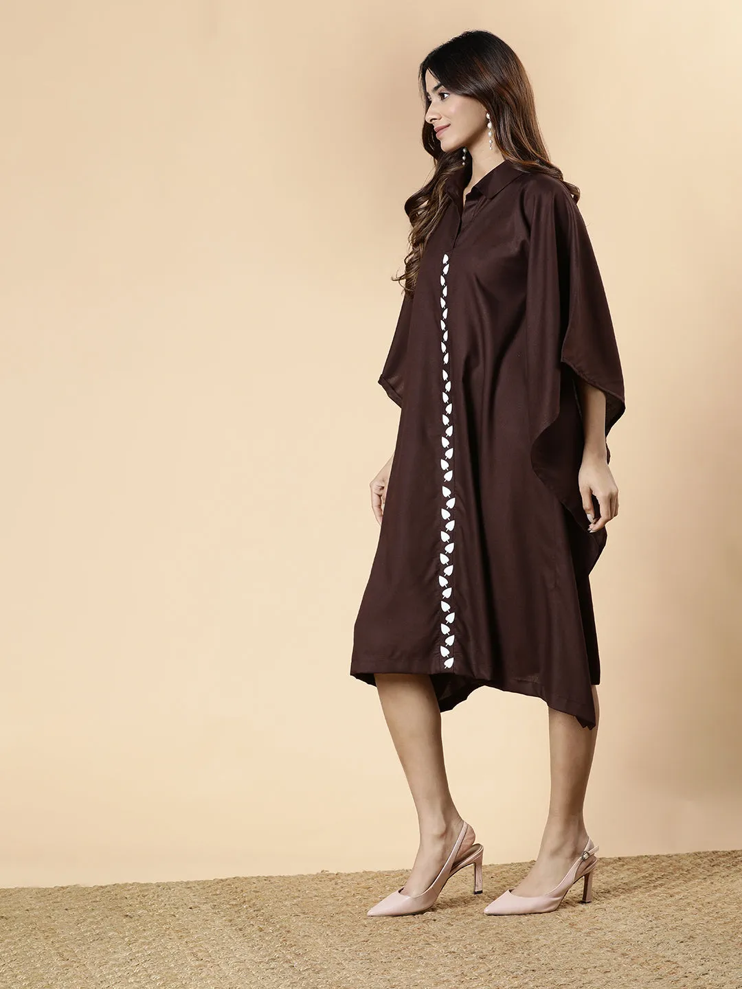 Coffee Rayon Shirt-Kaftan - Divergent