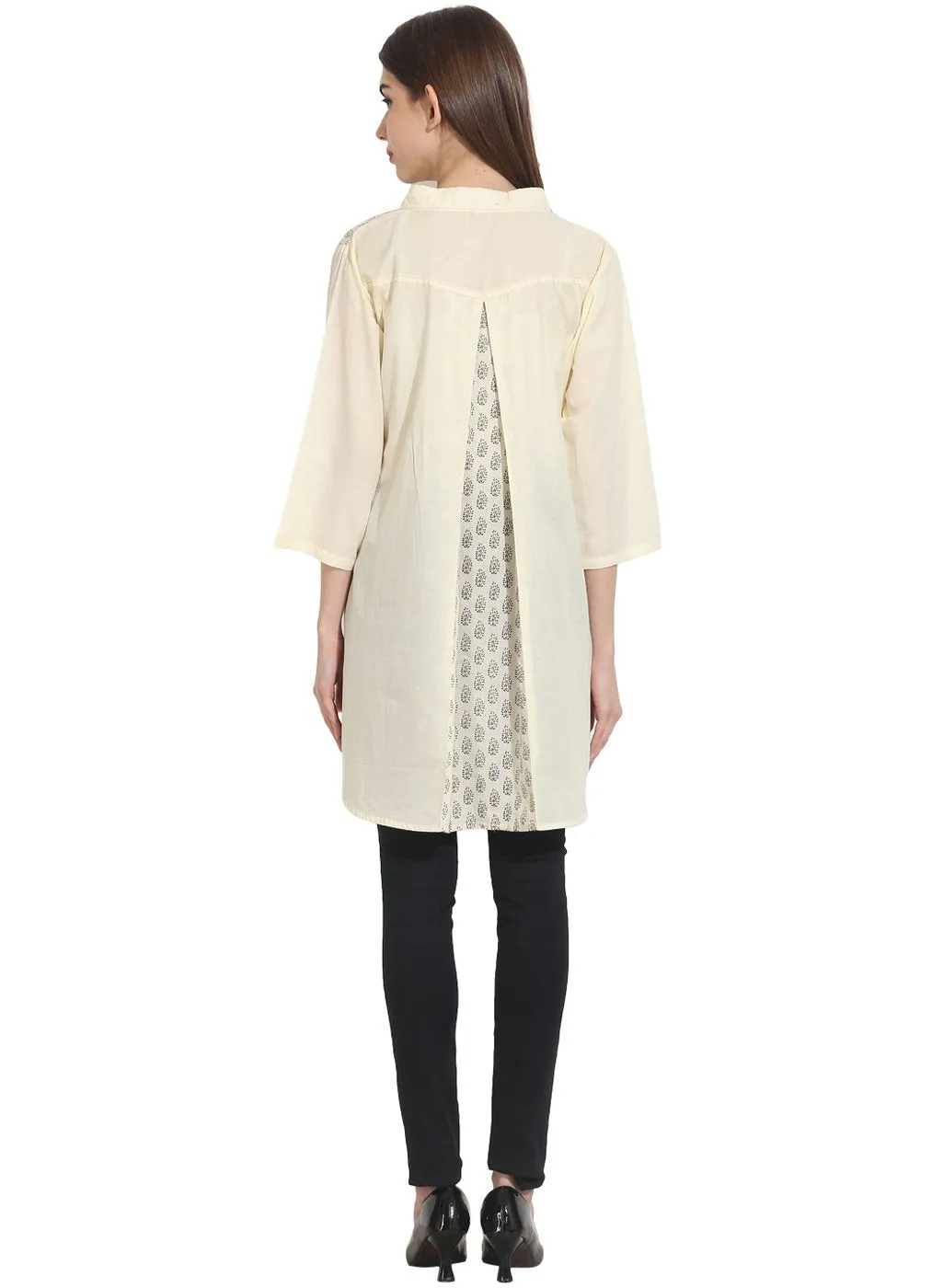 Cream Color 3/4 Sleeve Cotton Tunics