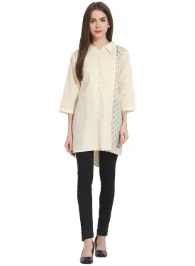 Cream Color 3/4 Sleeve Cotton Tunics