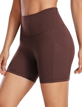 CRZ YOGA Womens Butterluxe Biker Shorts with Pockets 5 Inches - High Waisted Volleyball Workout Athletic Yoga