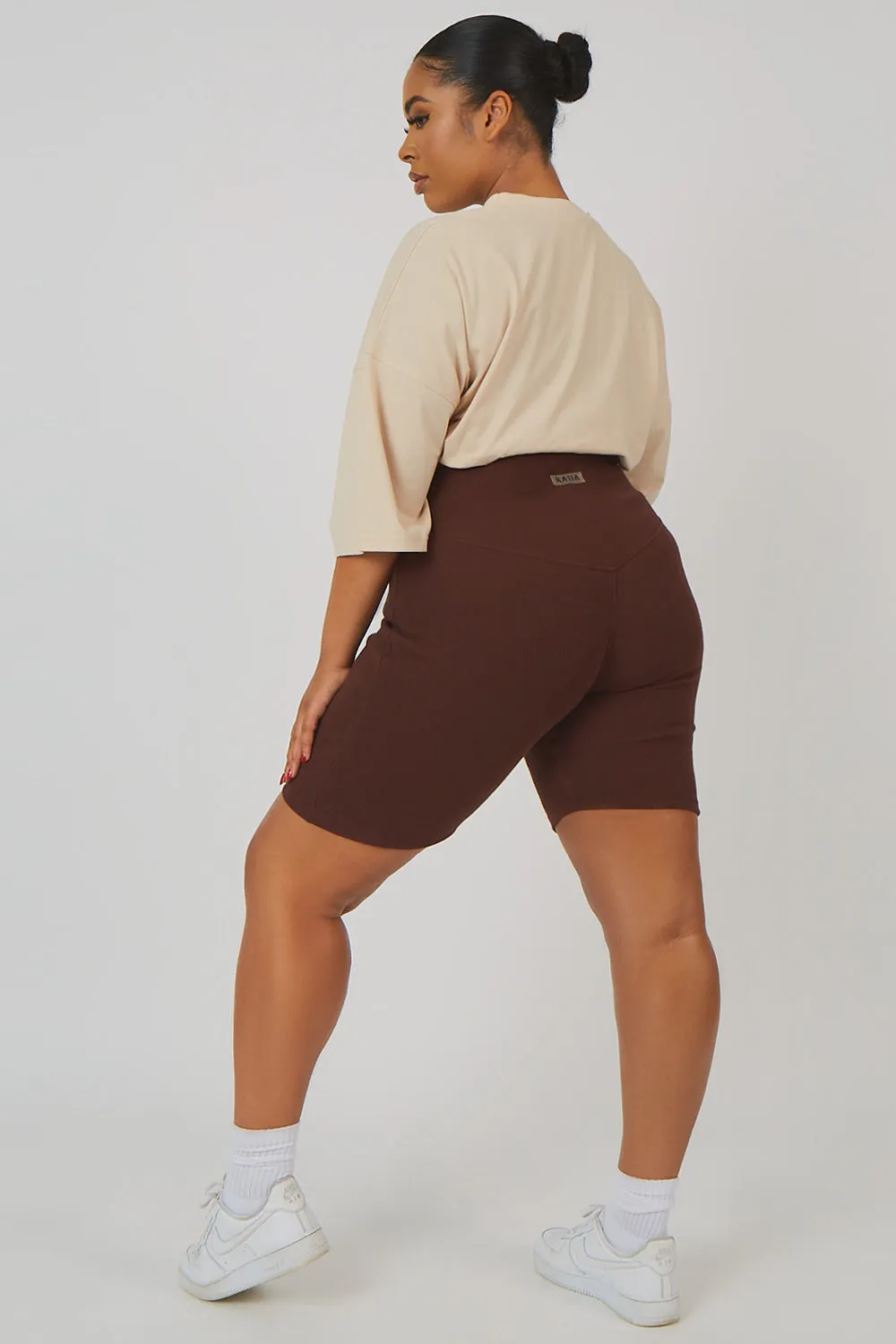 Curve Rib Cycling Shorts Chocolate