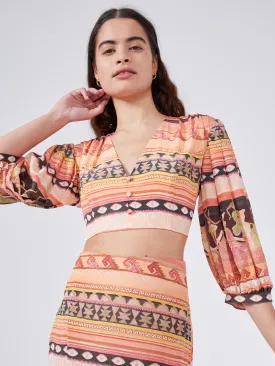 Dancing Girls Silk Cropped Blouse