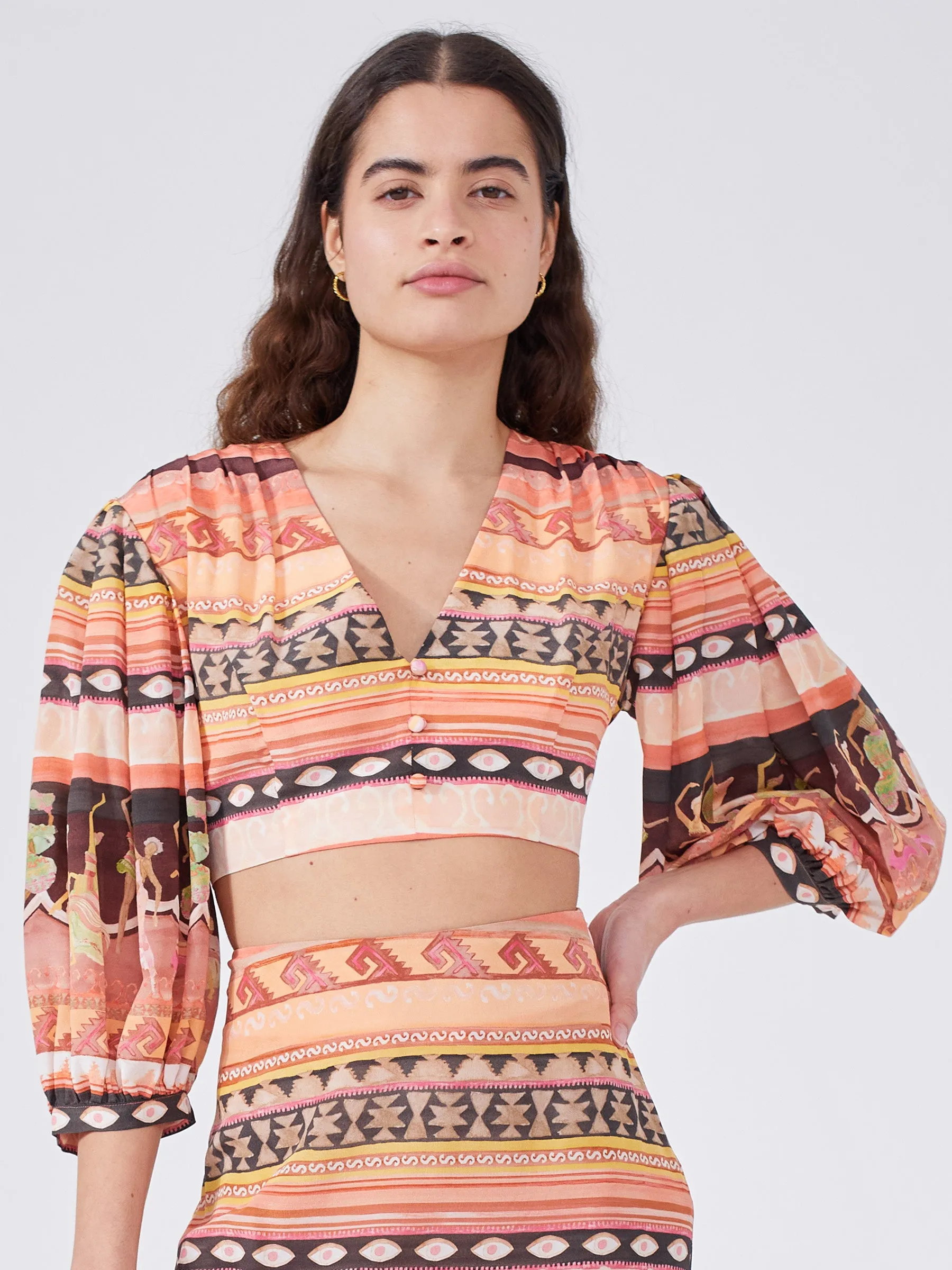 Dancing Girls Silk Cropped Blouse
