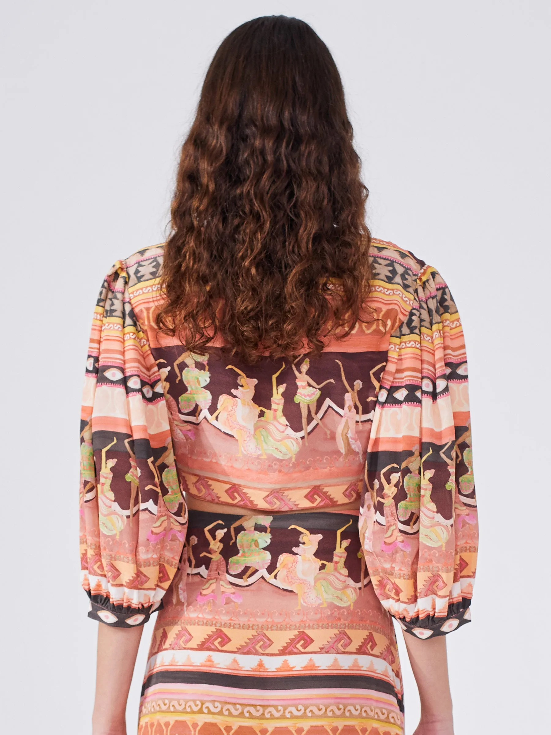 Dancing Girls Silk Cropped Blouse