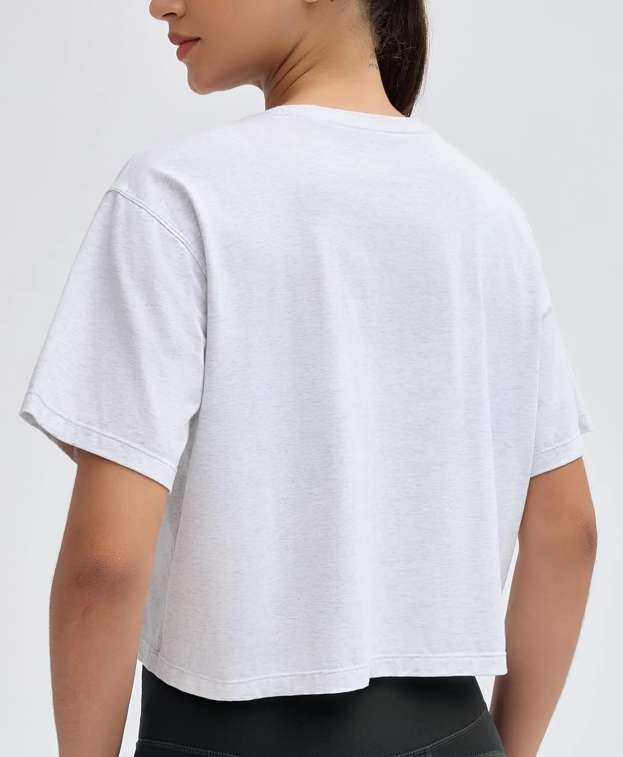 Dragon Fit Loose Workout Crop Tops for Women Summer Cotton Short Sleeve Shirts Basic Crewneck Gym Athletic T-Shirts
