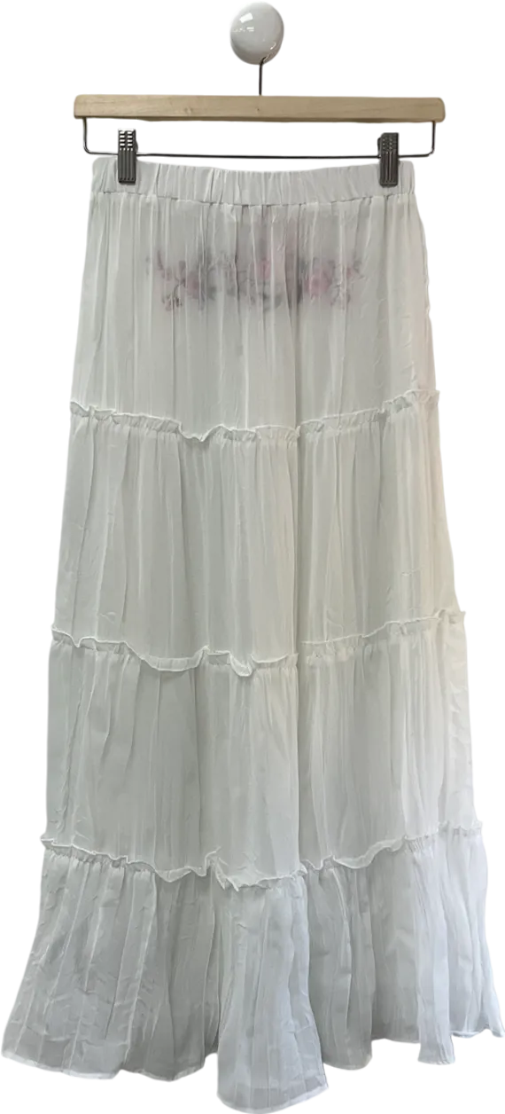 edikted White Tiered Floral Maxi Skirt UK S