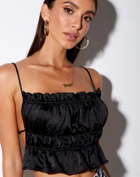 Gamera Cami Top in Heavy Satin Black