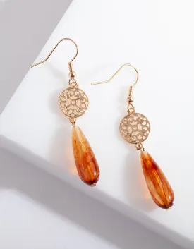 Gold Filigree and Bead Drop Earring