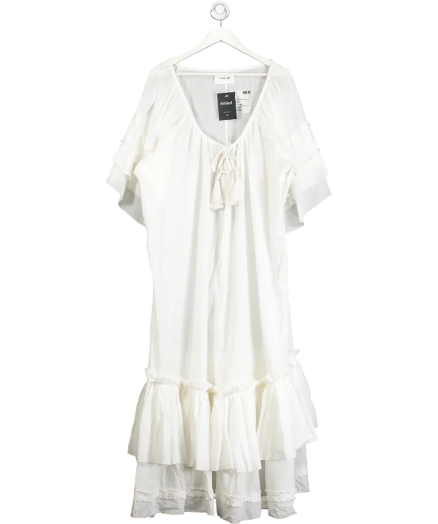 H&M White Cotton Kaftan Maxi Dress One Size