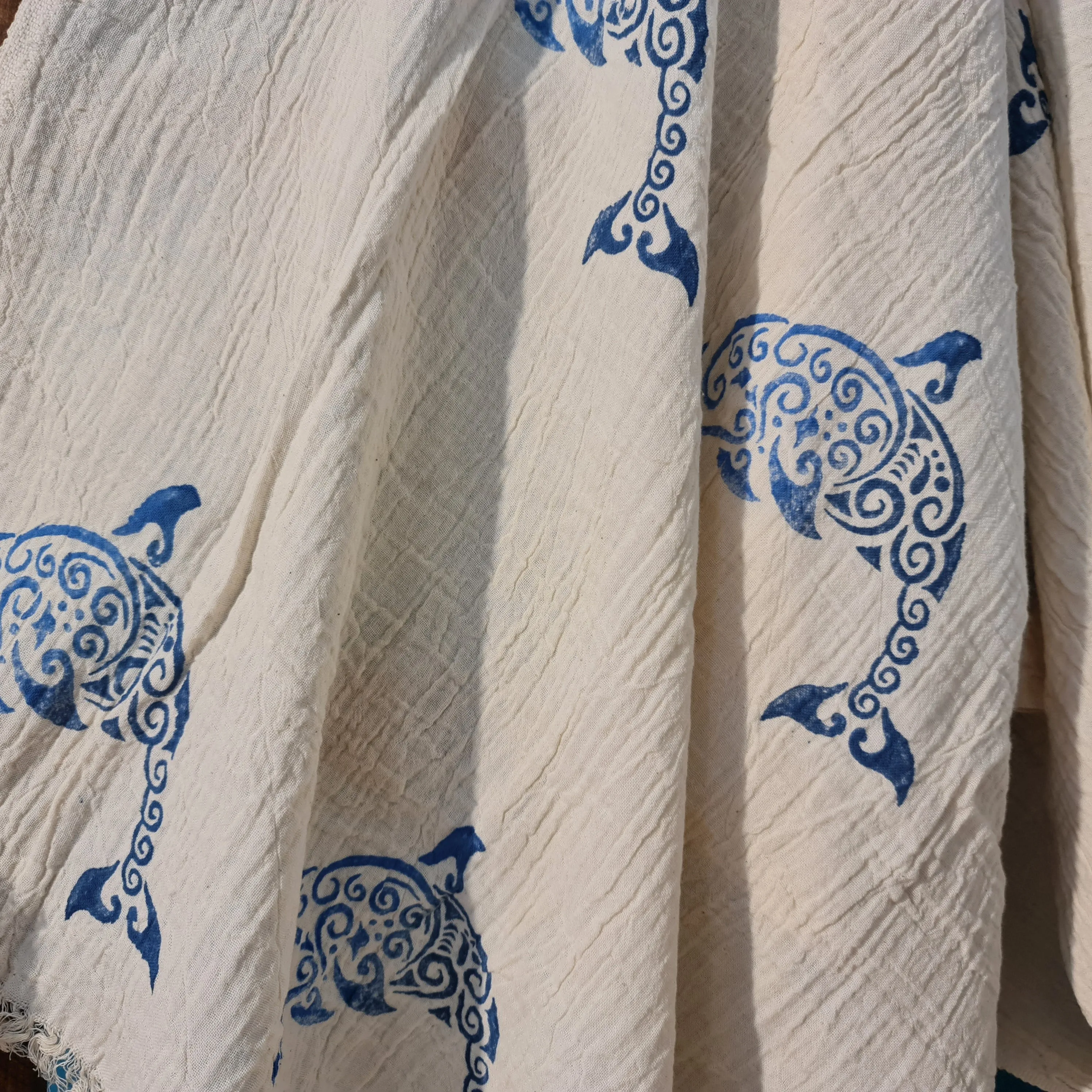 Hand Print 3D Fish Design Turkish Towel Pestemal