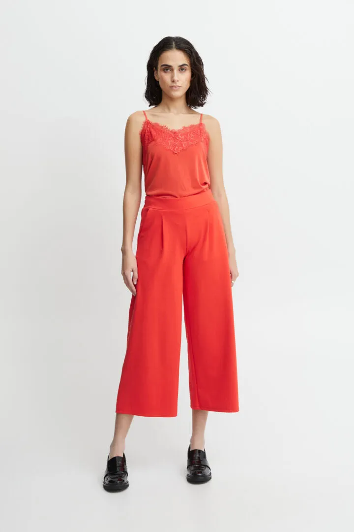 Ichi Ihkate Sus Wide Leg Pants Poppy Red