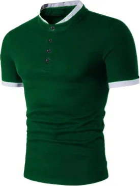 JEShifangjiusu Men's Short Sleeve Cotton Shirt Summer Casual Regular Fit Polo Shirt Contrast Color Collar Fashion T-Shirts