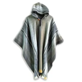 Jinambi - Lightweight Baby Alpaca Hooded Poncho - Gray/Earthtones - Unisex