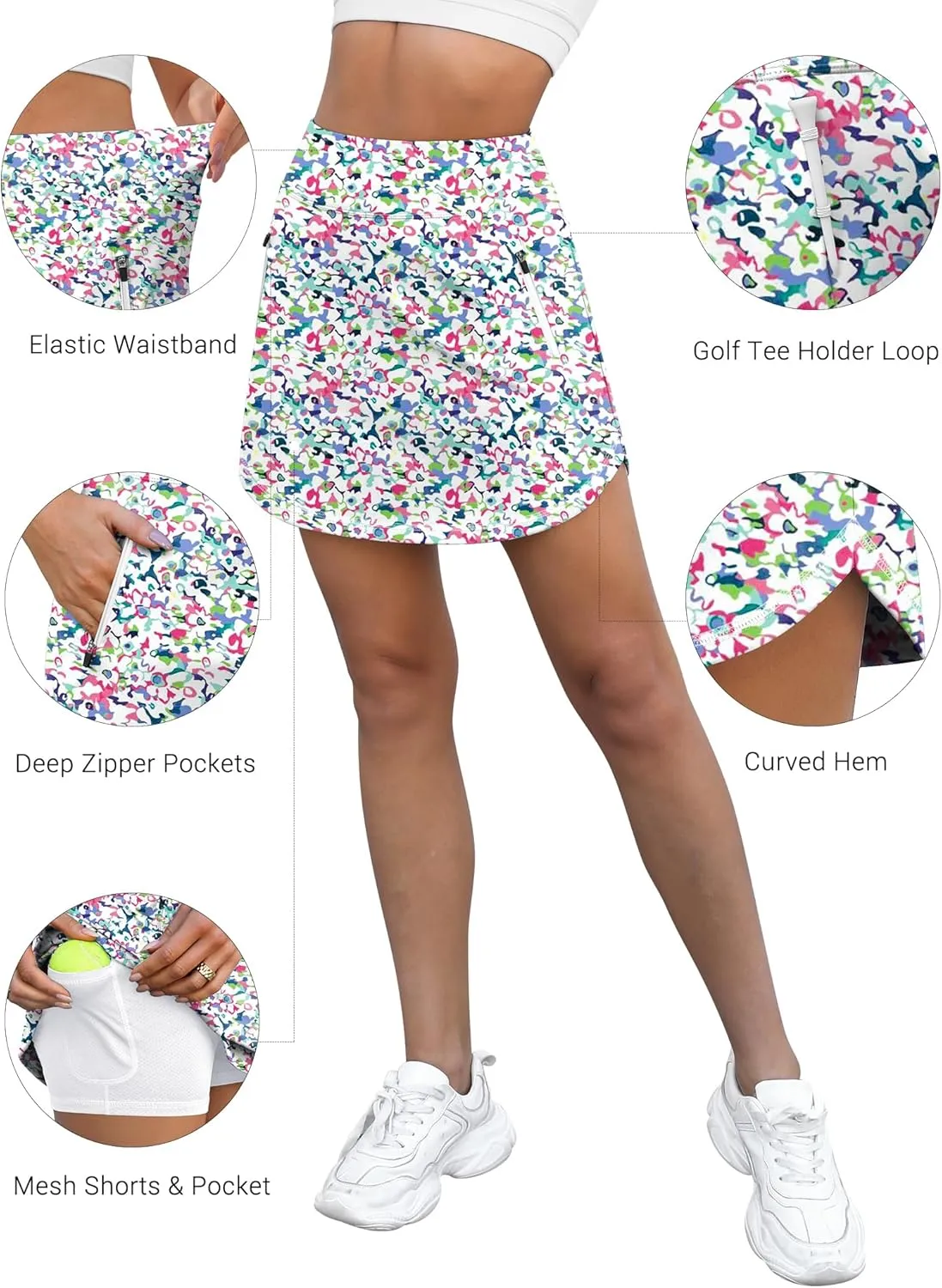 LouKeith Golf Skirts for Women Tennis Skirt with Zipper Pockets High Waisted Running Casual Athletic Skorts Built-in Shorts