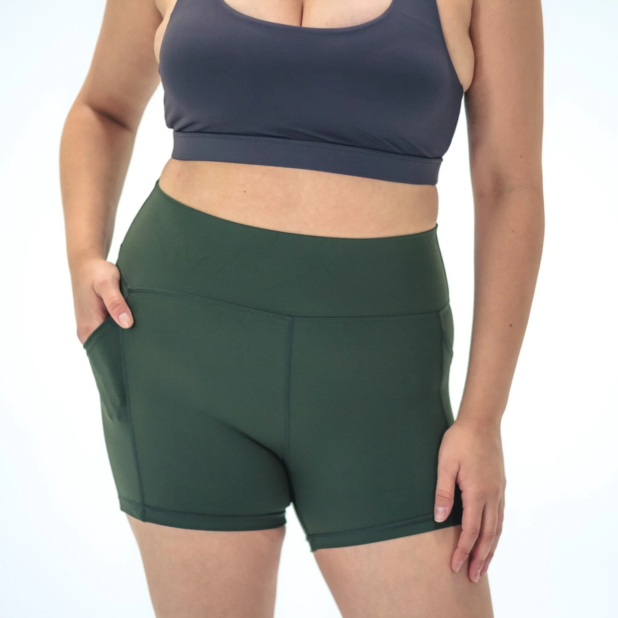 Lux High Waisted Rio Shorts (3.75 in. inseam) - Evergreen