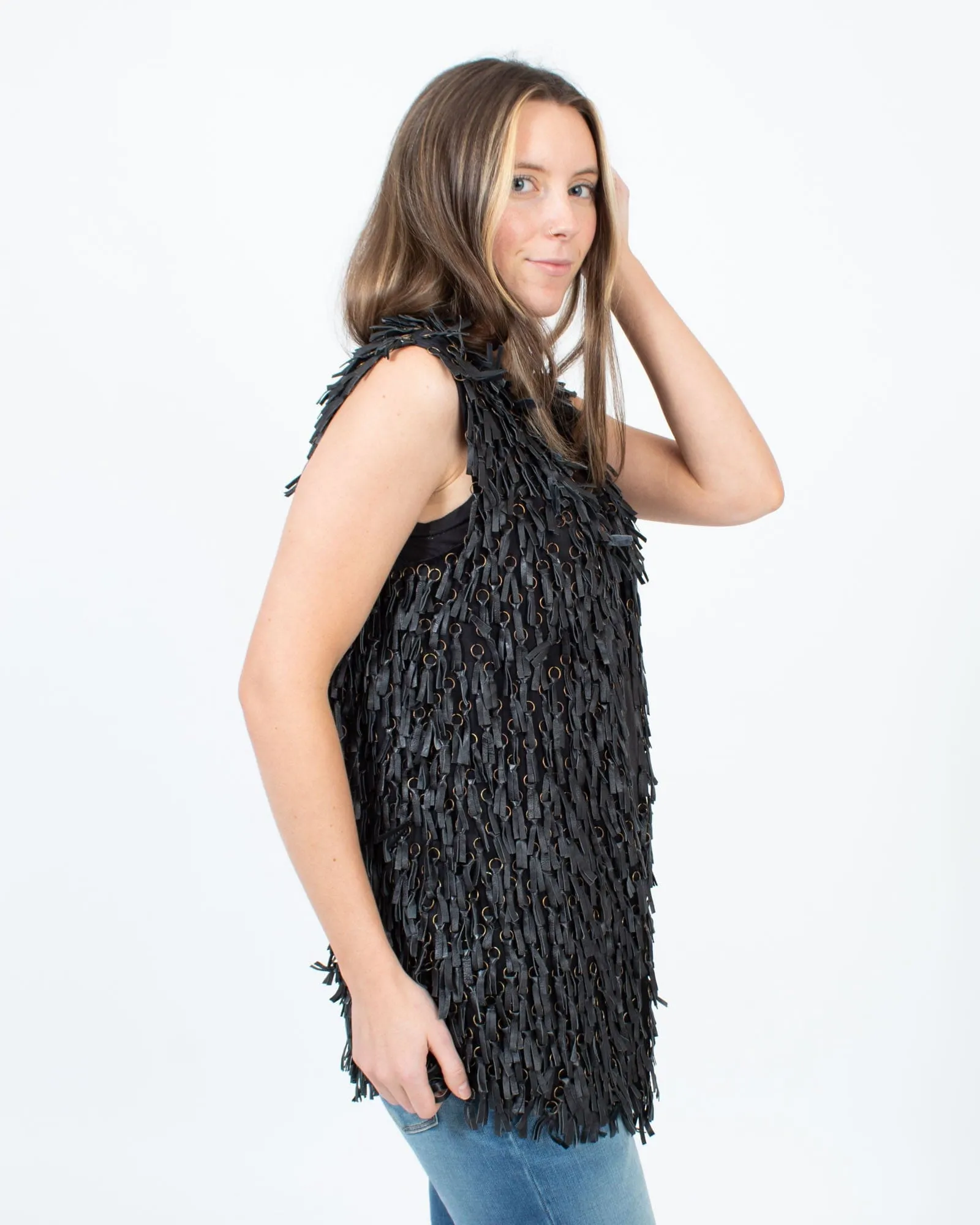 Metallic Tasseled Vest