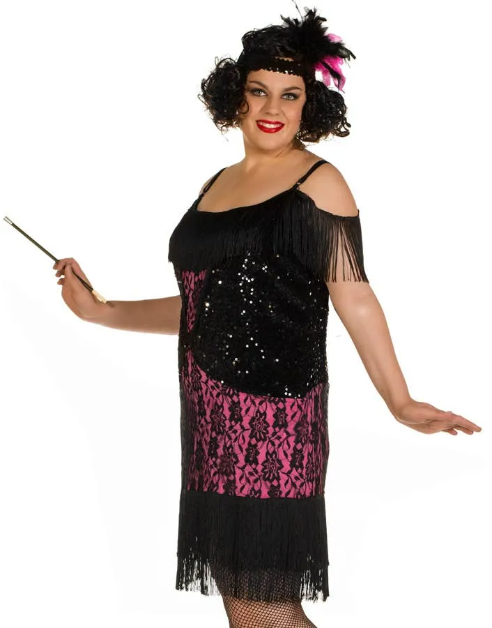 Miss Viola Plus Size Womens Deluxe 1920s Flapper Dress Costume