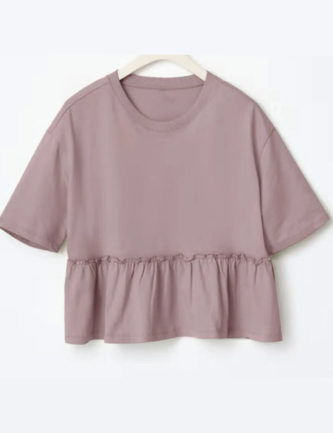 MISSACTIVER Women's Cute Ruffle Hem Babydoll Tee Shirt Casual Crew Neck Short Sleeve Loose Fit Flowy Peplum T-Shirt Tops