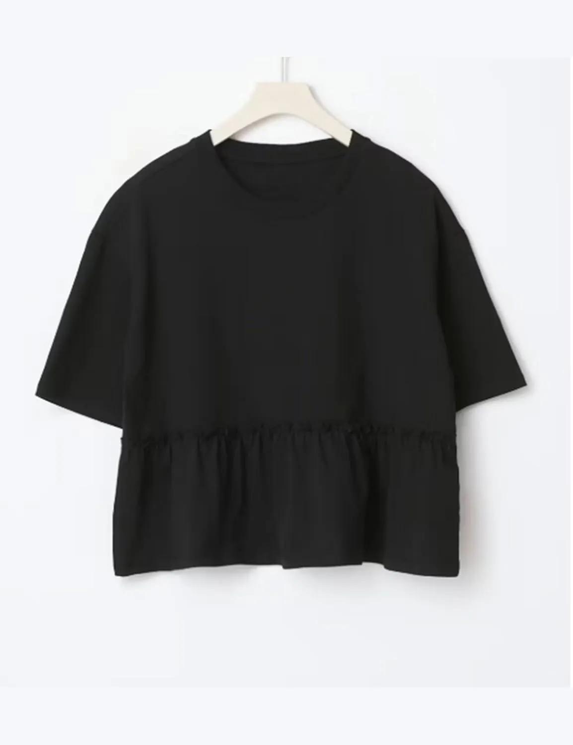 MISSACTIVER Women's Cute Ruffle Hem Babydoll Tee Shirt Casual Crew Neck Short Sleeve Loose Fit Flowy Peplum T-Shirt Tops