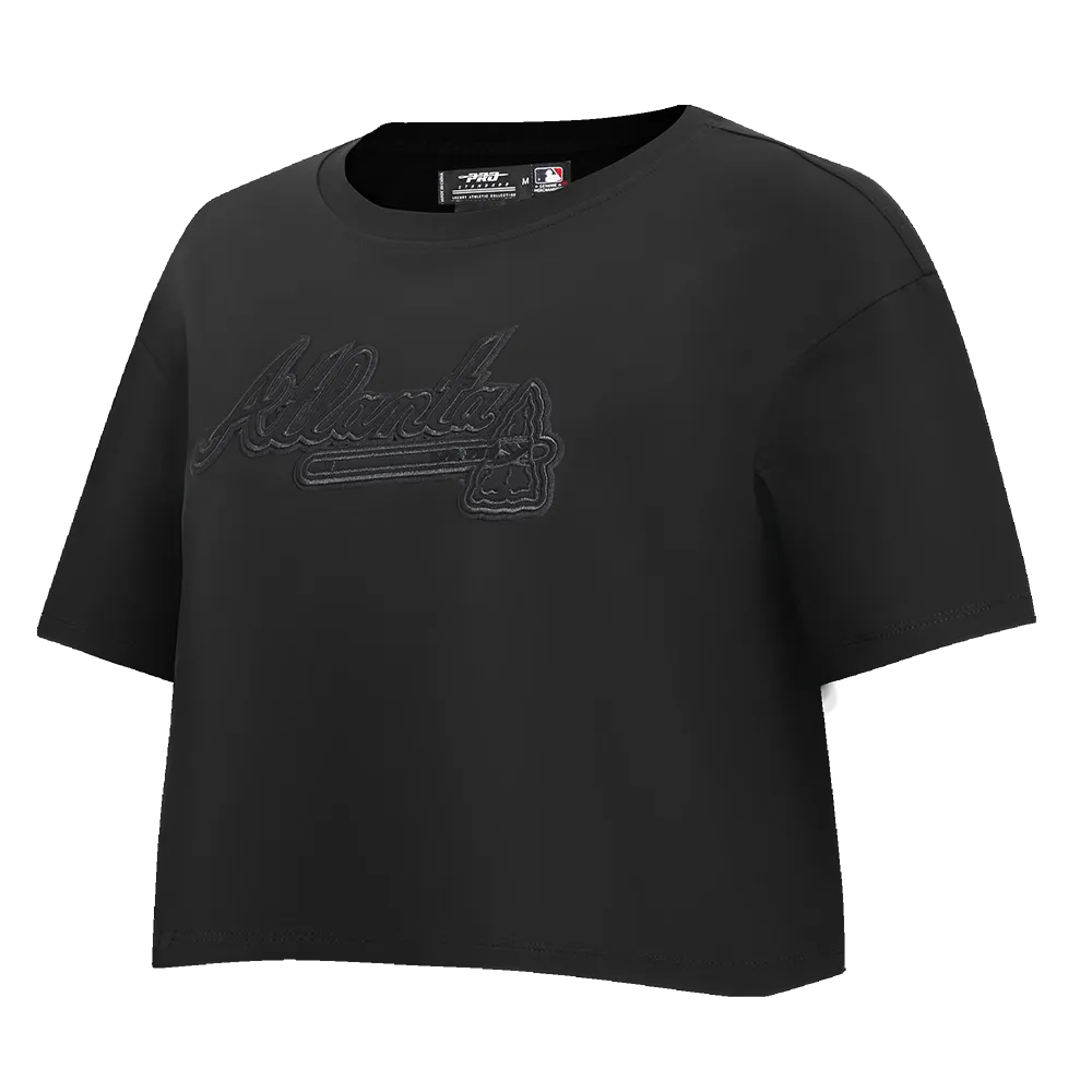 MLB ATLANTA BRAVES NEUTRAL WOMEN'S BOXY TEE (BLACK)