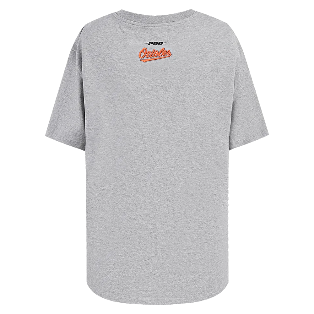 MLB BALTIMORE ORIOLES SCRIPT TAIL WOMEN'S BF TEE (HEATHER GREY)