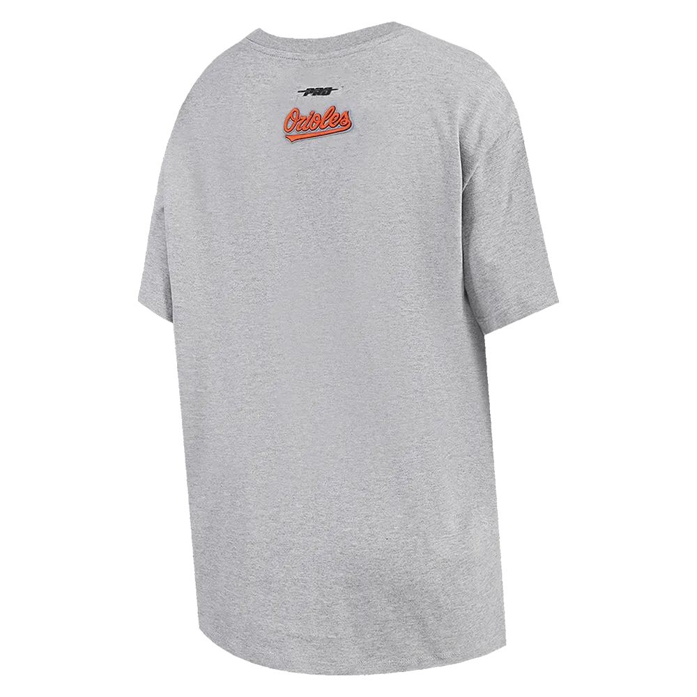 MLB BALTIMORE ORIOLES SCRIPT TAIL WOMEN'S BF TEE (HEATHER GREY)