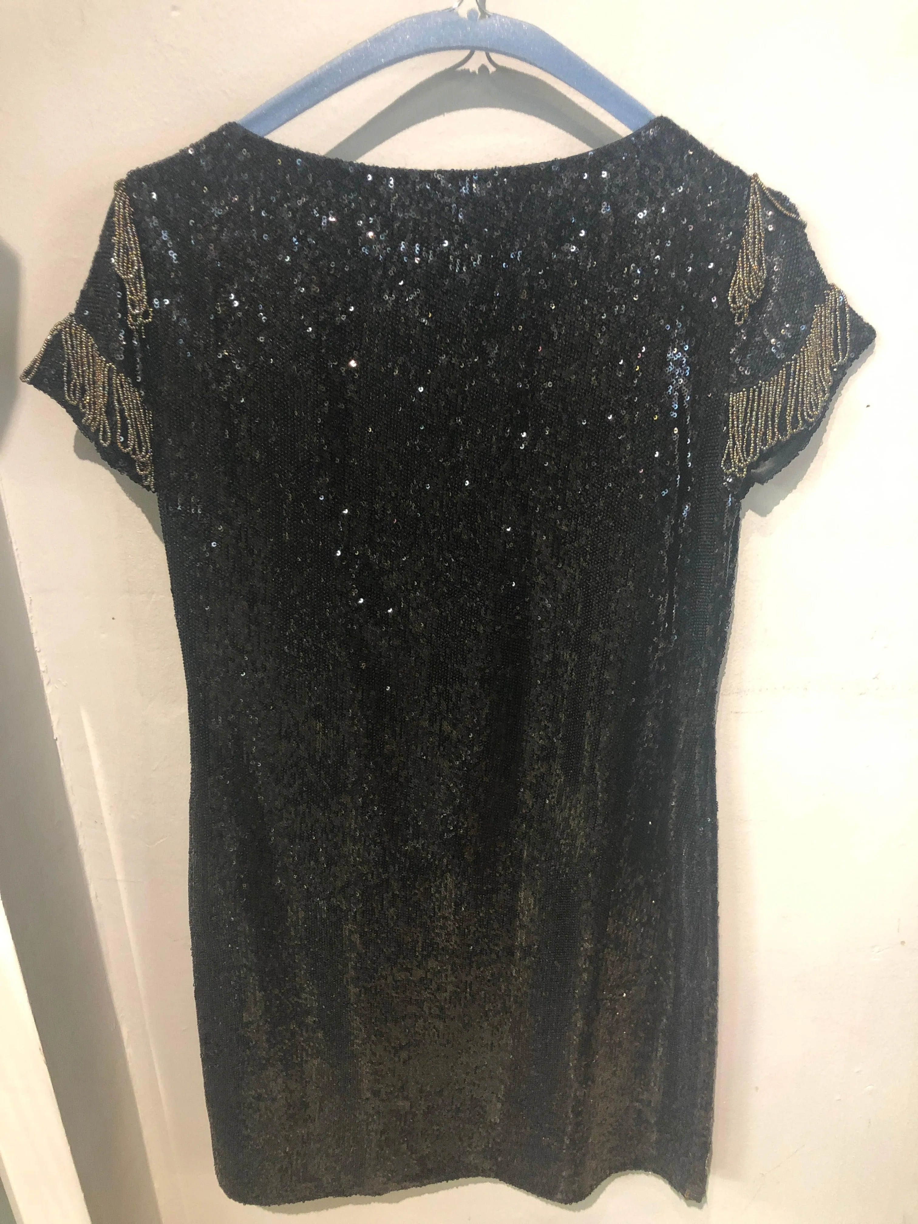 Monsoon black flapper 1920's Gatsby beaded/sequin cocktail dress UK size 8