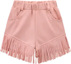 Noomelfish Kids Faux Suede Fringe Shorts Tassel Cowgirl Outfits with Pockets (5-12 Years)