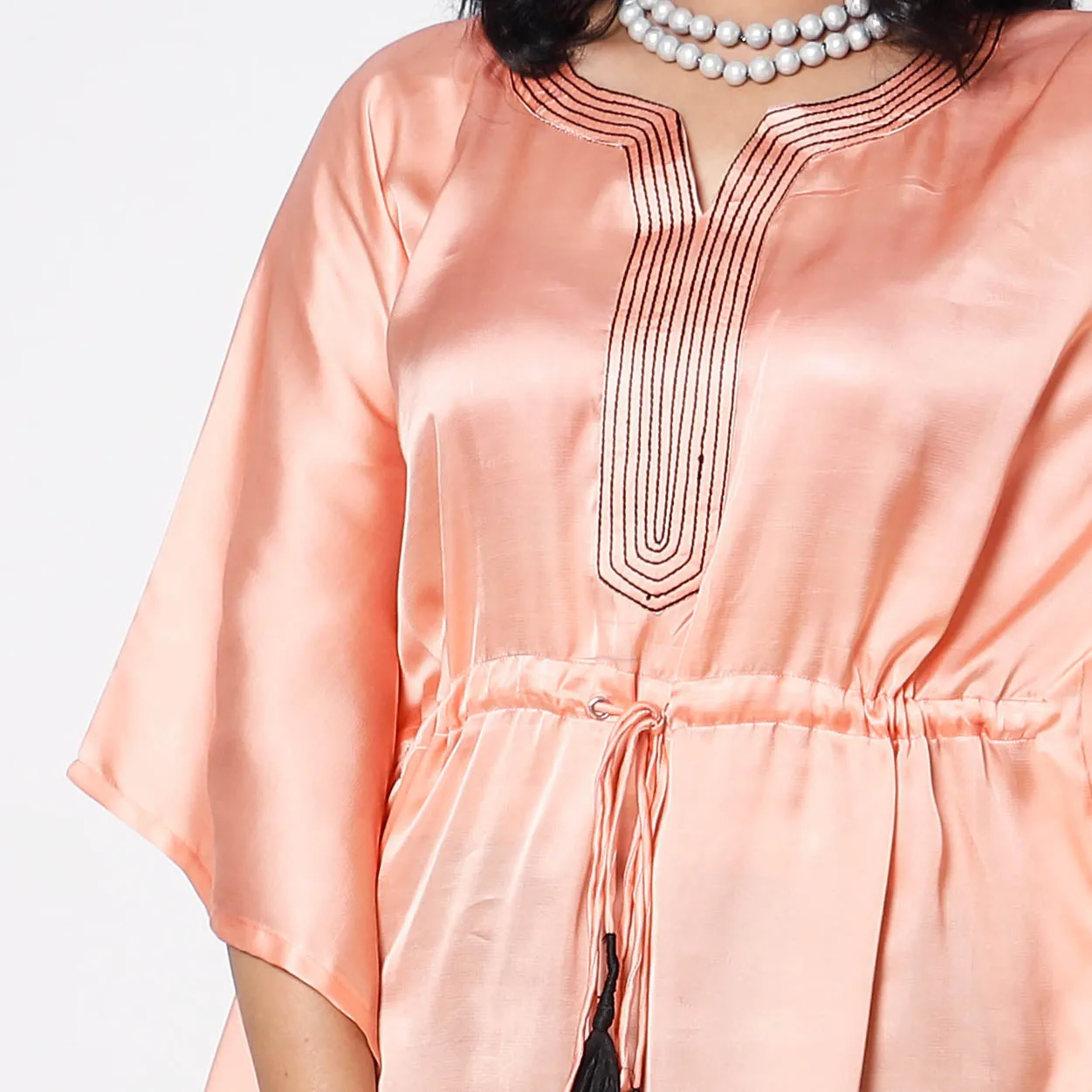 Peach Modal Silk Kaftan Dress (Medium)