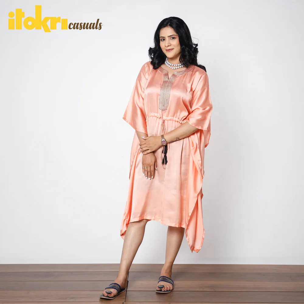 Peach Modal Silk Kaftan Dress (Medium)