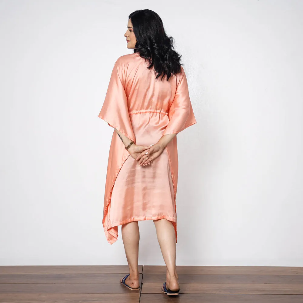 Peach Modal Silk Kaftan Dress (Medium)
