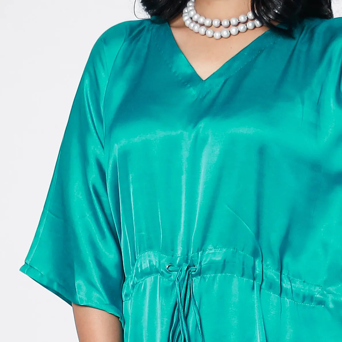 Persian Green Modal Silk Kaftan Dress (Medium)